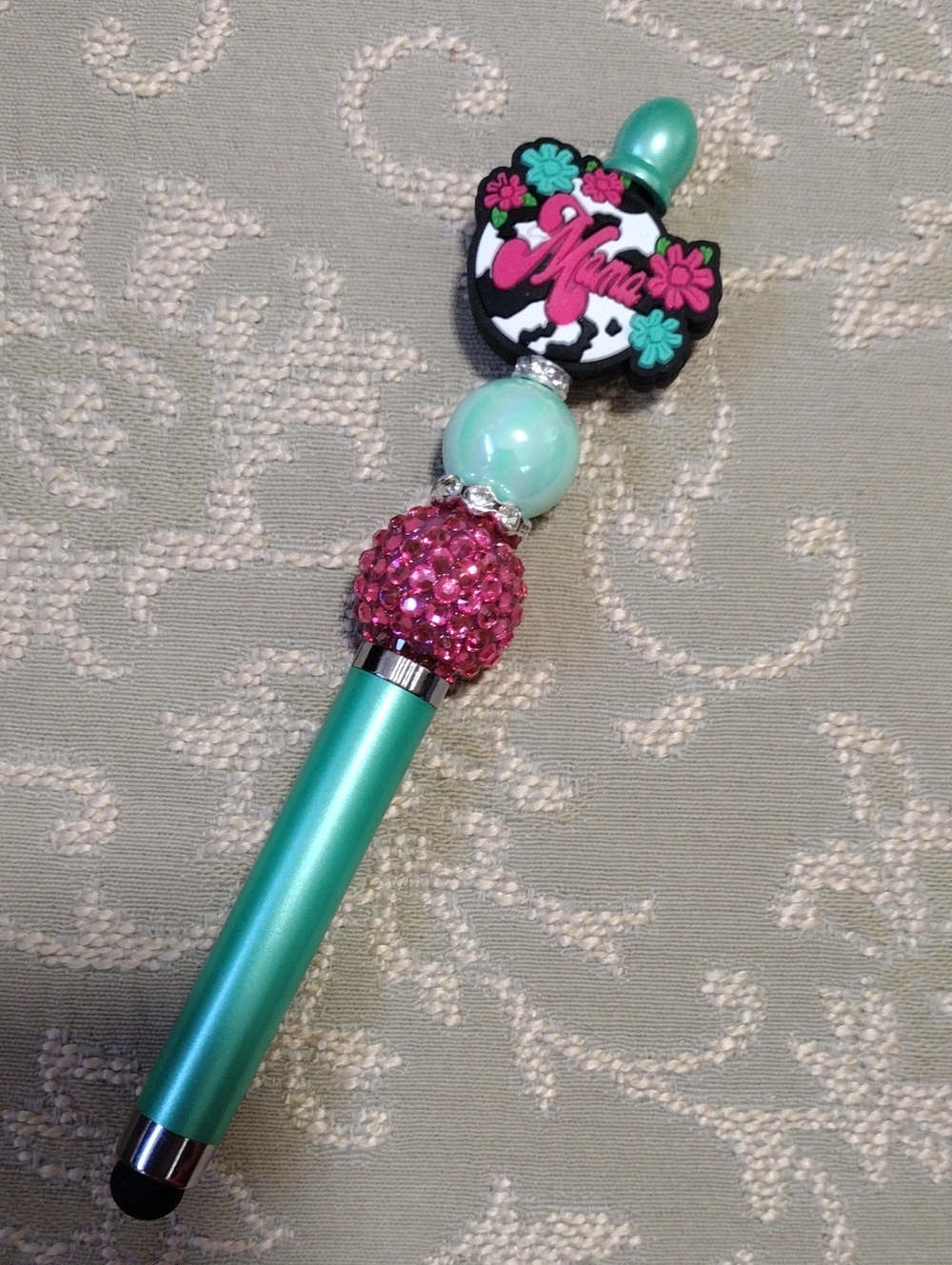 Beaded Pink & Teal Decorative Stylus Pen